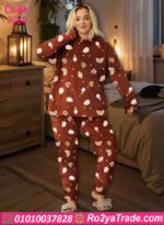 بيجامة شتوي فرو نسائي بنى