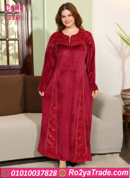 عباية شتوي مخمل تطريز ناعم