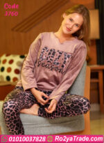 بيجامة قطيفة ليوبارد شتوي