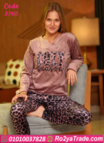 بيجامة قطيفة ليوبارد شتوي