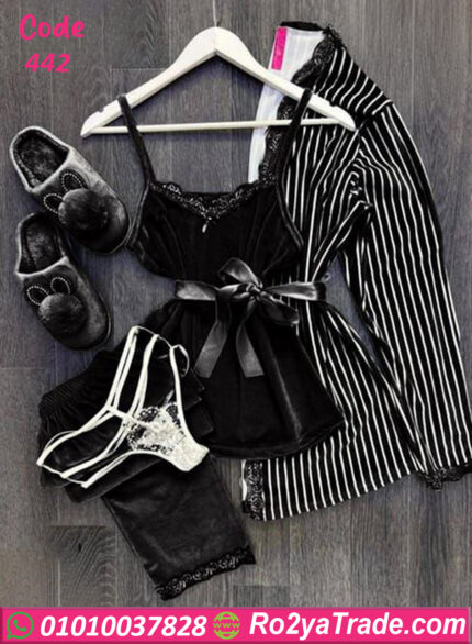 طقم قطيفة شتوي ستريب