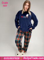 بيجامة شتوي قطيفة كحلي كارو Miffy