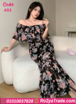 دريس ورد شيفون طويل