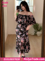 دريس ورد شيفون طويل