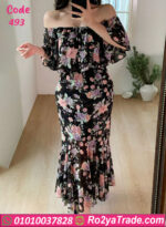 دريس ورد شيفون طويل