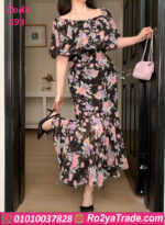 دريس ورد شيفون طويل