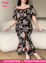 دريس ورد شيفون طويل