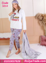 بيجامة قطيفة رمادي شتوي سنوبي