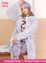 بيجامة قطيفة رمادي شتوي سنوبي