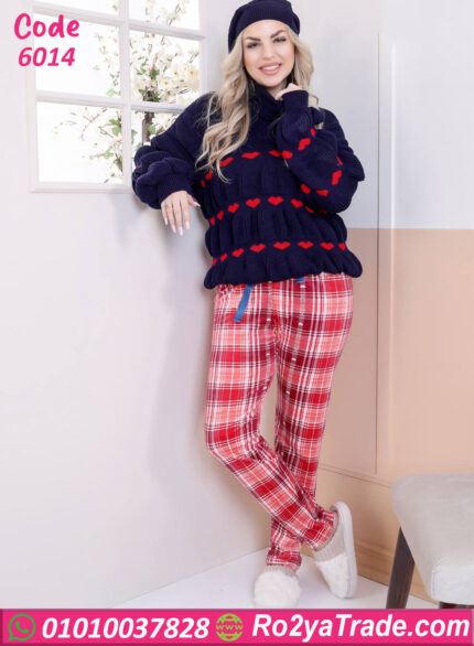 بيجامة شتوي كروهات قلوب