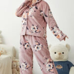 بيجامة قطيفة شتوي حريمي روز