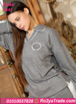 بيجامة شتوي رمادي نسائية