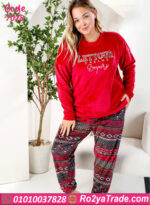 بيجامة شتوي أحمر نوردك بيج سايز