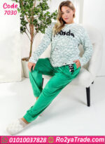 بيجامة شتوي باندا خضراء بيج سايز