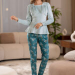 بيجامة شتوي مخمل سماوي