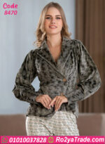 بيجامة شتوي كاكي مخمل