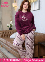 بيجامة قطيفة بيج سايز شتوي