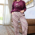 بيجامة قطيفة بيج سايز شتوي