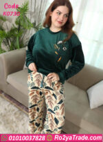 بيچامة شتوي قطيفة حريمي بيج سايز