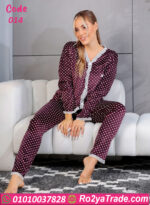 بيجامة شتوي قطيفة منقطة