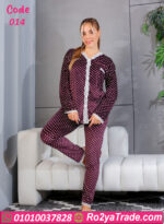 بيجامة شتوي قطيفة منقطة