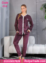 بيجامة شتوي قطيفة منقطة