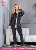 بيجامة شتوي قطيفة منقطة