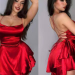 لانجري قصير ساتان أحمر بيج سايز