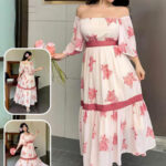 فستان صيفي طويل وردي