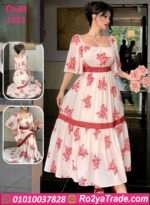 فستان صيفي طويل وردي