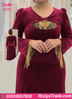 فستان مخمل شتوي طويل