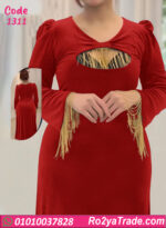 فستان مخمل شتوي طويل