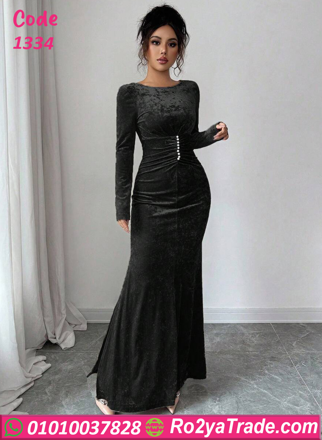 فستان سواريه مخملي طويل