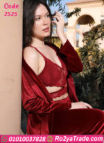 طقم قطيفة دانتيل شتوي