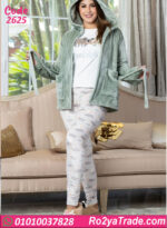 بيجامة حريمي شتوي 3 قطع