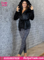 بيجامه حريمي ساتان مع روب قطيفة