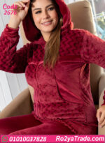 بيجامة قطيفة شتوي حريمي هودي