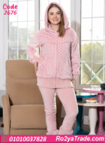 بيجامة قطيفة شتوي حريمي هودي