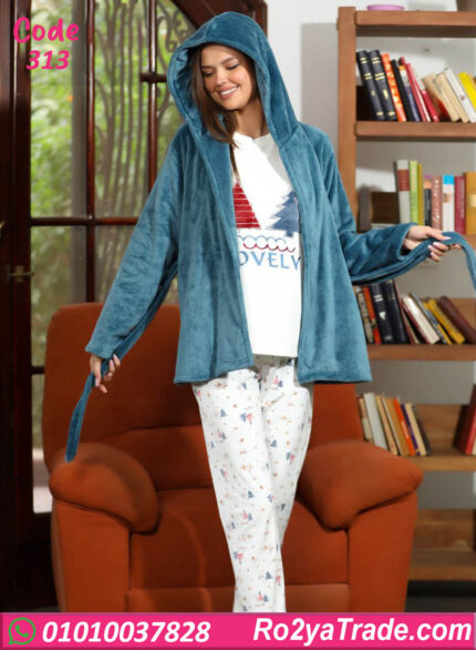 بيجامة حريمي شتوي 3 قطع