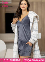 طقم شورت شتوي قطيفة بالروب