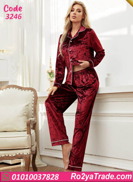 بيجامة قطيفة شتوي حريمي