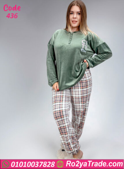 بيجامة قطيفة بيج سايز