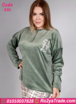 بيجامة قطيفة بيج سايز