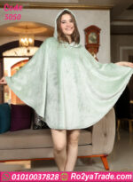 بونشو حريمي شتوي قطيفة لون أزرق أنيق