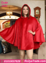 بونشو حريمي شتوي قطيفة مع قبعة مريحة