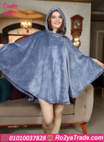 بونشو حريمي شتوي قطيفة لون أحمر أنيق