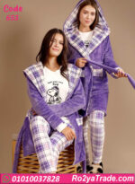 بيجامة شتوي حريمي قطيفة بالروب