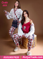 بيجامة حريمي شتوي 3 قطع