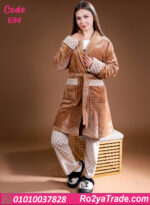 بيجامة حريمي شتوي 3 قطع بالروب