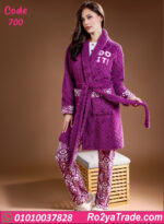 بيجامة حريمي شتوي 3 قطع بالروب